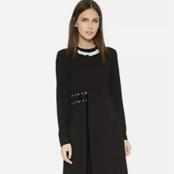 NWT Marc By Marc Jacobs Black Shift Knee-Length Dress Lace Detail XS ($449) - Picture 2 of 7